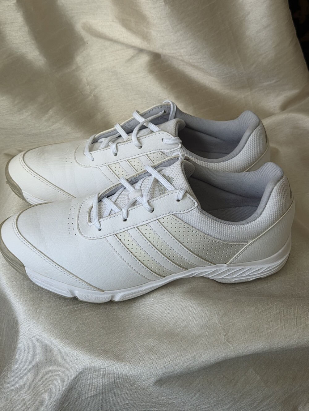 Adidas Tech Response White & Cream Spiked Golf Shoes Size 7.5
